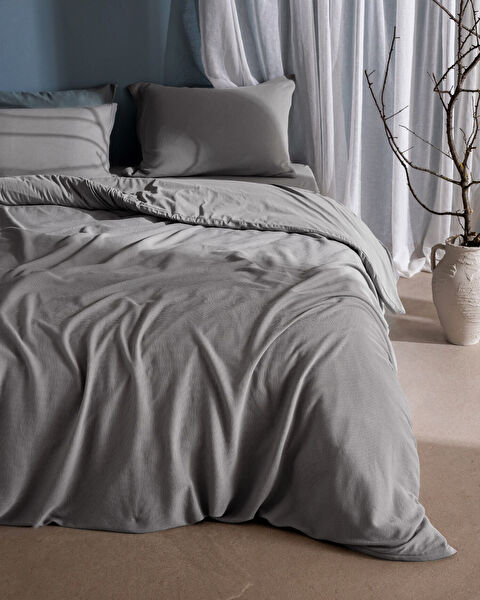 Marly Double Sıze Cotton Jersey Fıtted Duvet Cover Set - 1