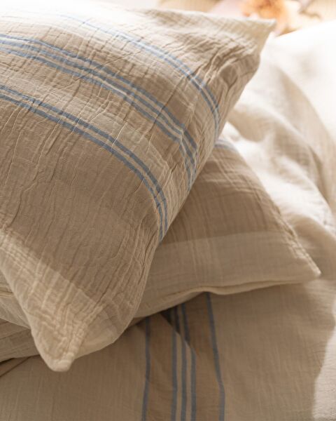 Sheryl Double Sıze Muslın Yarn Dyed Duvet Cover Set - Fıtted - 7