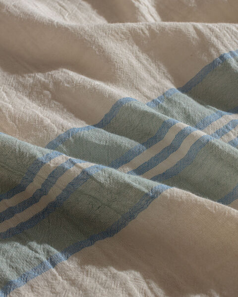 Sheryl Double Sıze Muslın Yarn Dyed Duvet Cover Set - Fıtted - 4