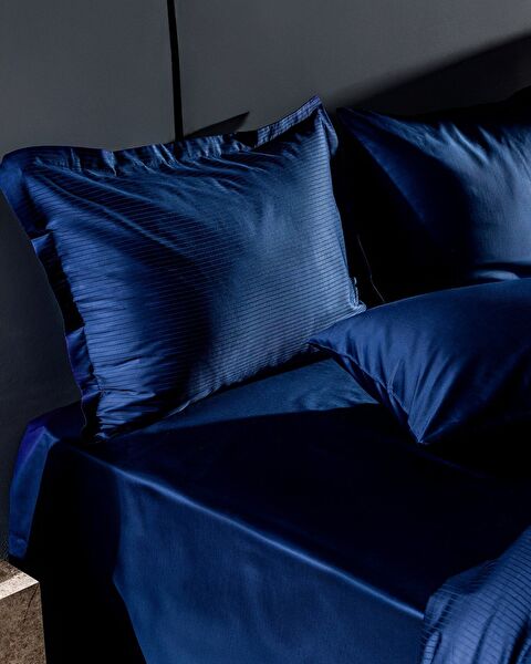 Thalie Double Sıze Strıped Satın Duvet Cover Set - 5