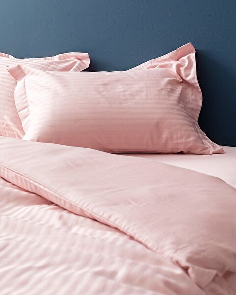 Elicia Double Striped Satin Duvet Cover Set - Powder - 1