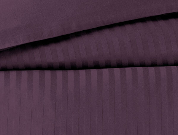 Elicia Doppelt gestreiftes Satin-Bettbezug-Set - Pflaume - 1