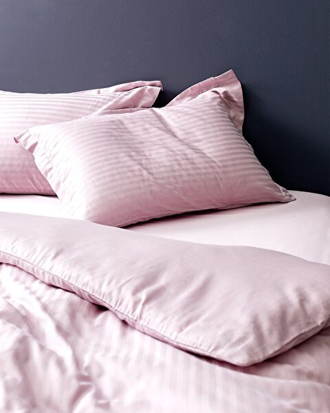 Elicia Double Sıze Strıped Satın Duvet Cover Set - 2