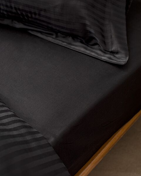 Elicia Double Sıze Strıped Satın Duvet Cover Set - 3