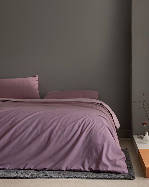 Cher Double Cotton Printed Duvet Cover Set - Light Plum - 0