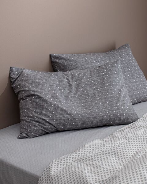 Hugo Double Cotton Printed Duvet Cover Set - Gray - 3