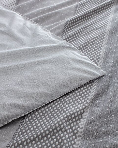 Hugo Double Cotton Printed Duvet Cover Set - Gray - 4