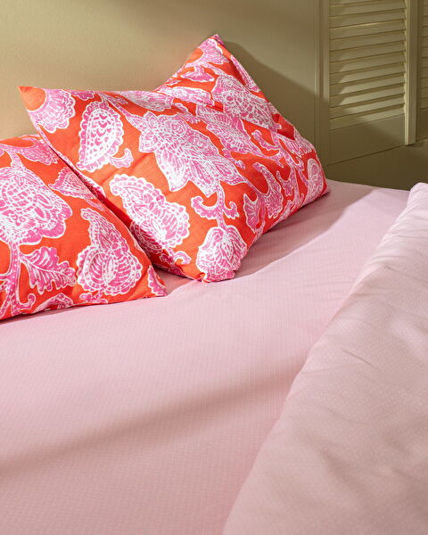 Aubin Double Cotton Printed Duvet Cover Set - Orange/Fuchsia - 3