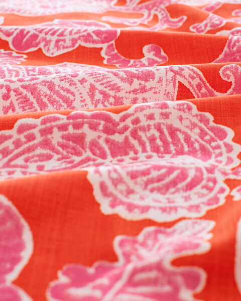 Aubin Double Cotton Printed Duvet Cover Set - Orange/Fuchsia - 6