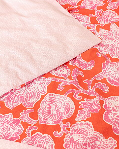 Aubin Double Cotton Printed Duvet Cover Set - Orange/Fuchsia - 5