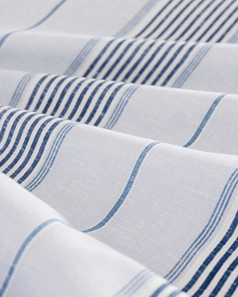 Ensemble de housse de couette double en coton imprimé Marc - Bleu - 5