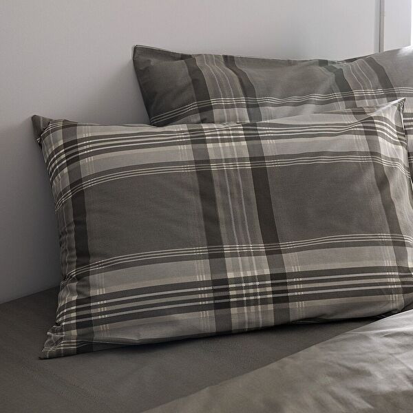 Ensemble de Housse de Couette Imprimé Double en Coton Rhône - Kaki - 4