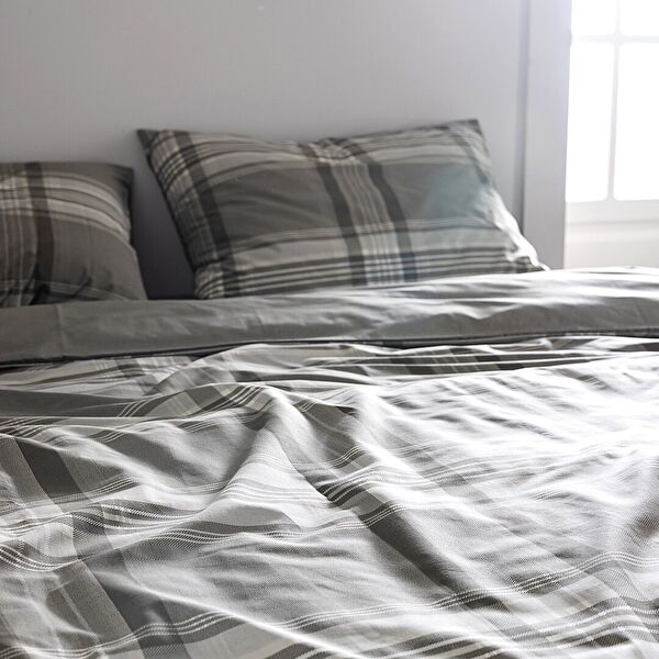 Ensemble de Housse de Couette Imprimé Double en Coton Rhône - Kaki - 2