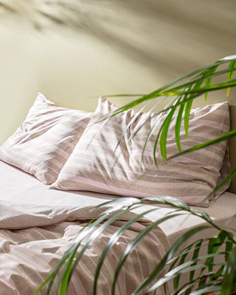 Ensemble de housse de couette double en coton imprimé Darvell - Beige - 2