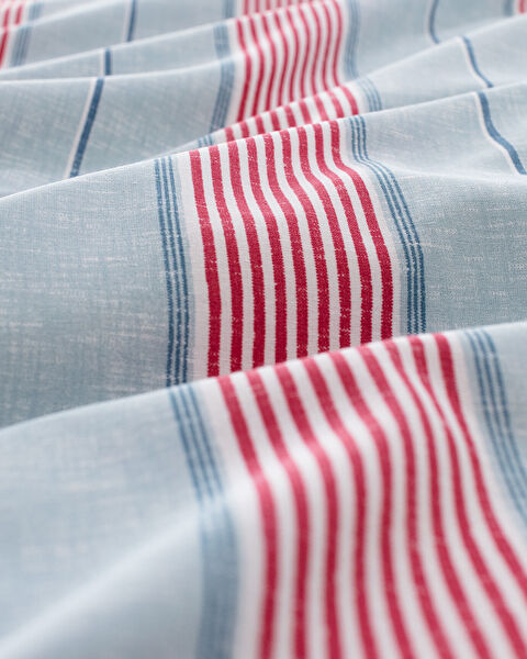 Ensemble de housse de couette double en coton imprimé Marc - Bleu/Rouge - 7