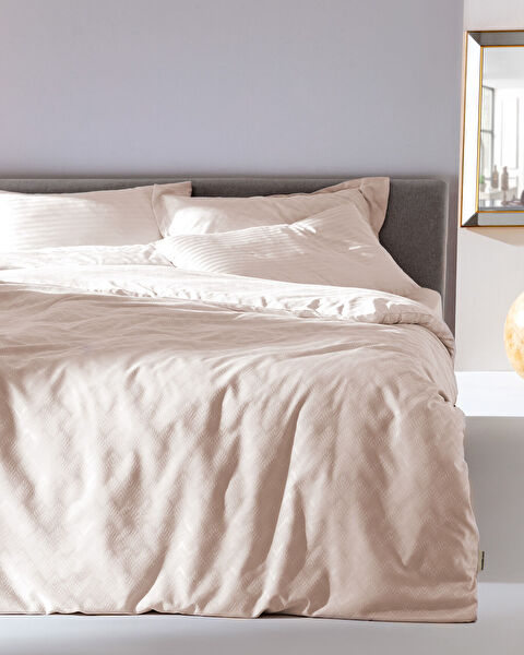 Wissale King Size Jacquard Satin Duvet Cover Set - Light Powder - 0