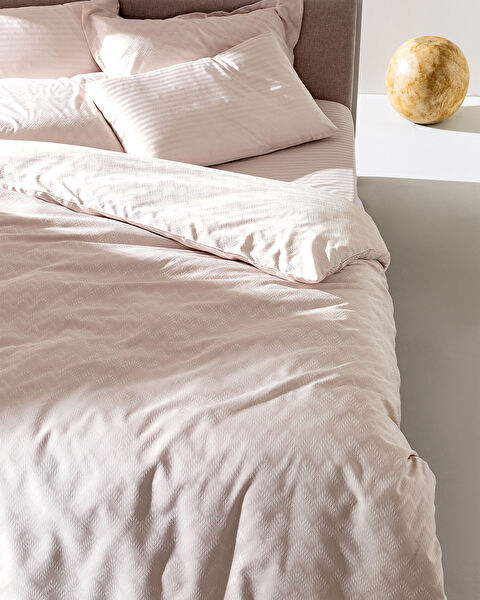 Wissale King Size Jacquard Satin Duvet Cover Set - Light Powder - 1