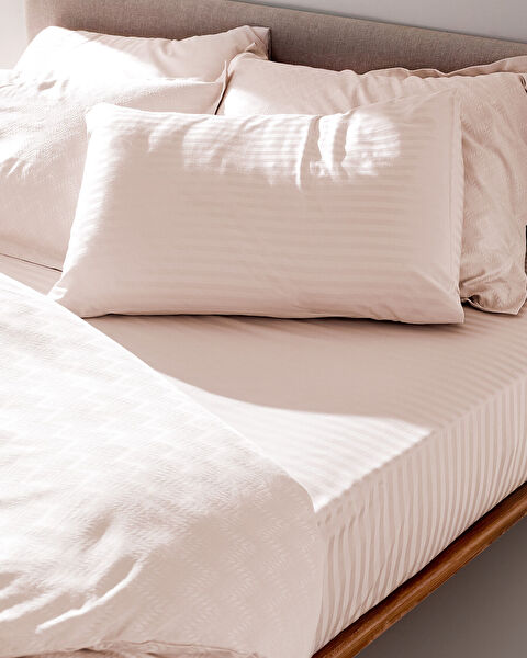 Wissale King Size Jacquard Satin Duvet Cover Set - Light Powder - 2