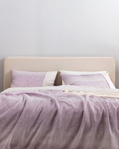 Adelya King Size %100 Pamuk Madame Coco Crep Baskılı Nevresim Takımı - Mürdüm - 1