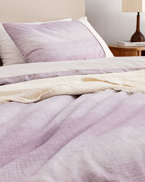 Adelya King Size %100 Pamuk Madame Coco Crep Baskılı Nevresim Takımı - Mürdüm - 8