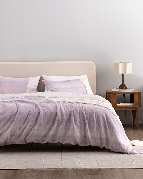 Adelya King Size %100 Pamuk Madame Coco Crep Baskılı Nevresim Takımı - Mürdüm - 0