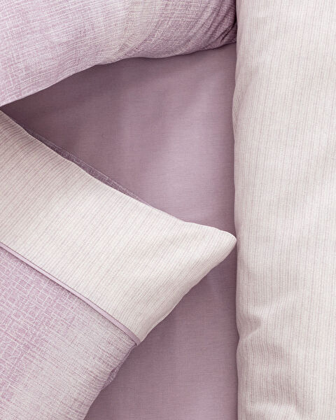 Adelya King Size %100 Pamuk Madame Coco Crep Baskılı Nevresim Takımı - Mürdüm - 5