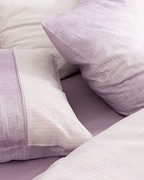 Adelya King Size %100 Pamuk Madame Coco Crep Baskılı Nevresim Takımı - Mürdüm - 4