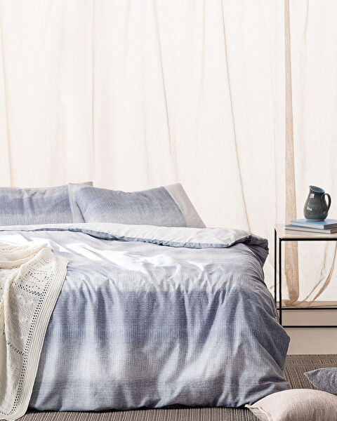 Adelya kingsize 100% katoen Madame Coco Crep bedrukte dekbedovertrekset - blauw - 0