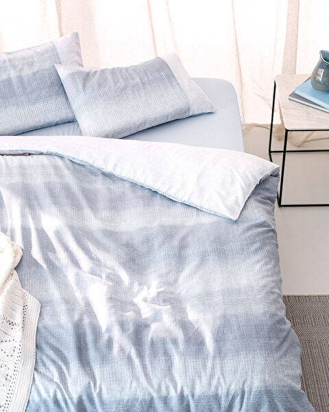 Adelya kingsize 100% katoen Madame Coco Crep bedrukte dekbedovertrekset - blauw - 1