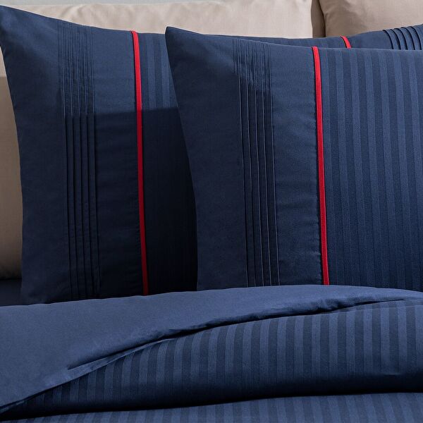 Mousse King Size Ribbed Duvet Cover Set - Navy Blue - 3