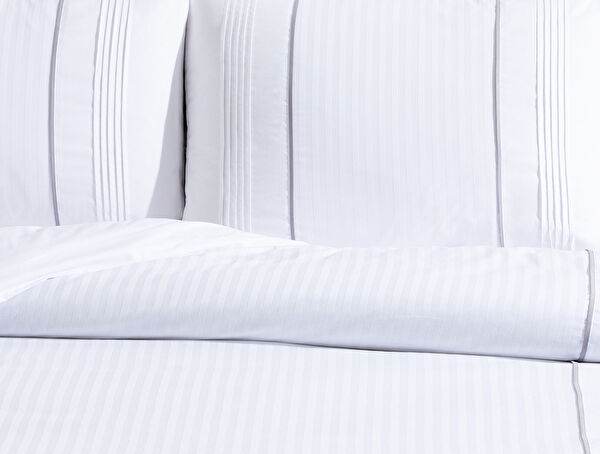 Mousse King Size Ribbed Duvet Cover Set - White - 1