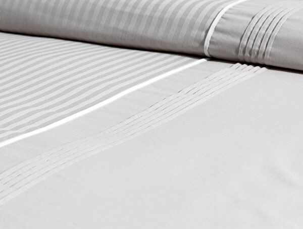 Mousse King Size Ribbed Duvet Cover Set - Gray - 4