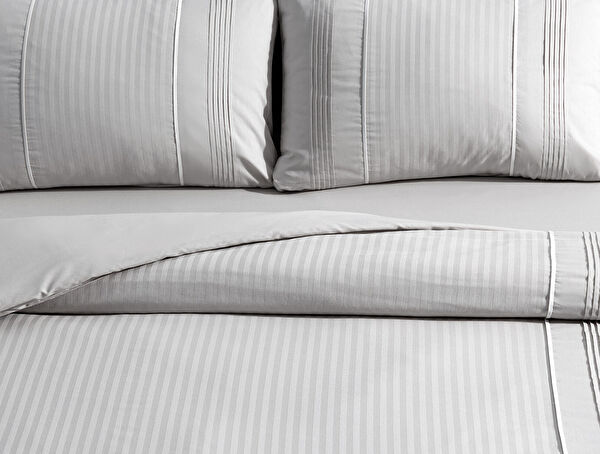 Mousse King Size Ribbed Duvet Cover Set - Gray - 1