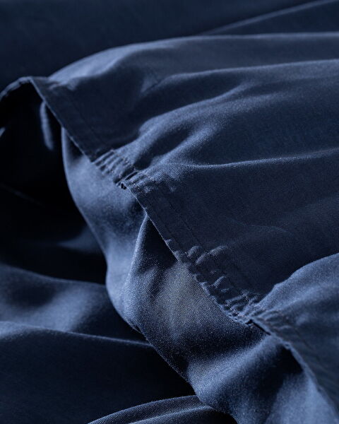 Loire King Size Tencel Duvet Cover Set ( TENCEL:trade_mark: ) - Navy Blue - 4