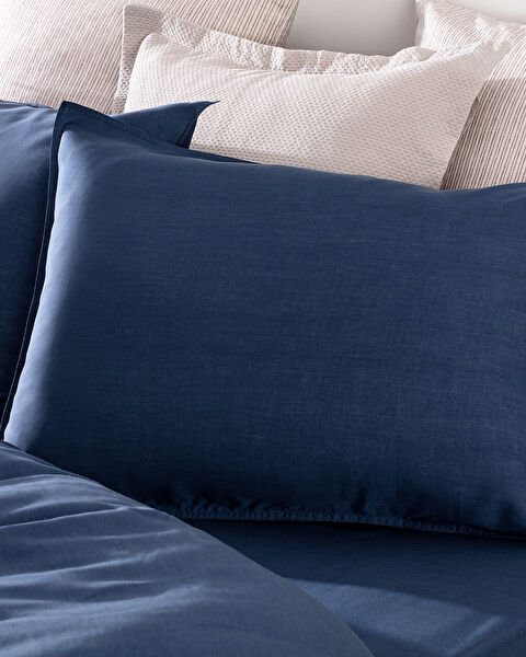 Loire King Size Tencel Duvet Cover Set ( TENCEL:trade_mark: ) - Navy Blue - 8