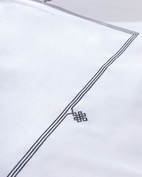 Lilas King Size Embroidered Duvet Cover Set - Satin - 5