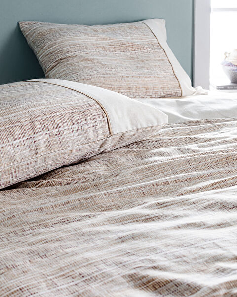 Burnel kingsize 100% katoen Madame Coco Crep bedrukte dekbedovertrekset - beige - 2