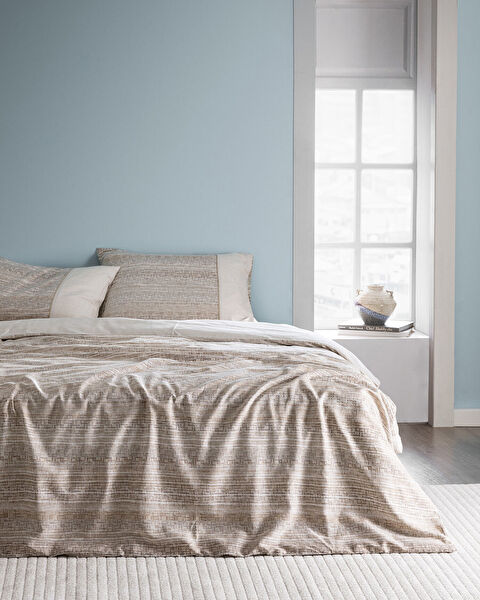 Burnel kingsize 100% katoen Madame Coco Crep bedrukte dekbedovertrekset - beige - 0