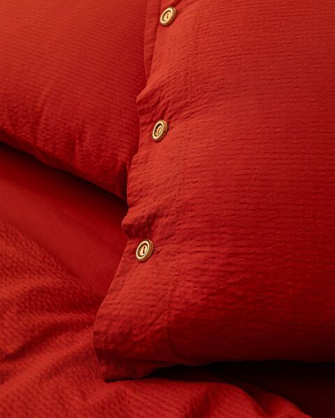 Linda King Size Washable Seersucker Duvet Cover Set - Orange - 3