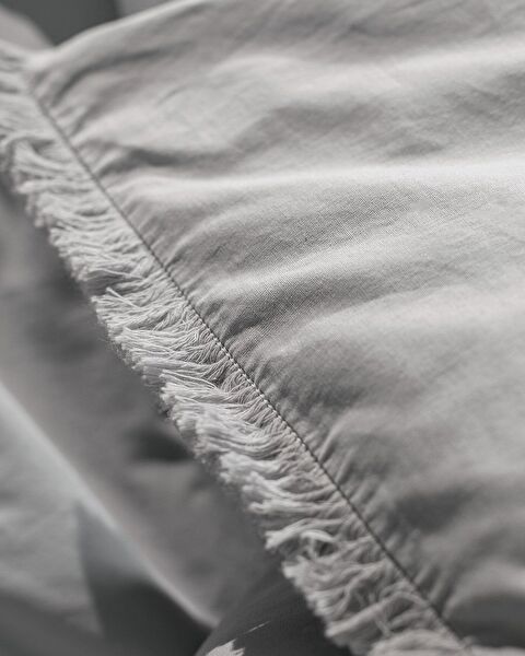 Sona King Size Tasseled Duvet Cover Set - Gray - 4