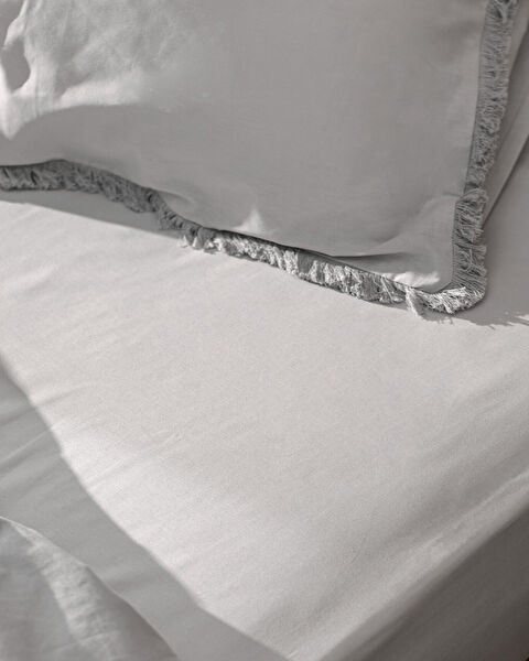 Sona King Size Tasseled Duvet Cover Set - Gray - 3