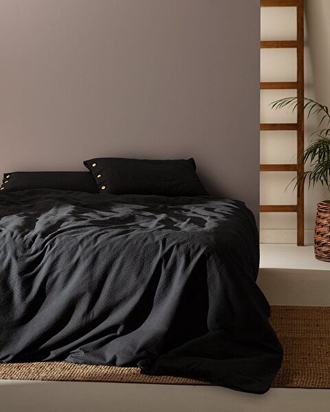 Linda King Size Duvet Cover Set-washed Seersucker - 0