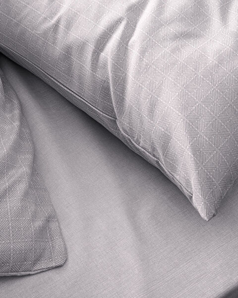 Odette King Size Ranforce Printed Duvet Cover Set - Gray - 4