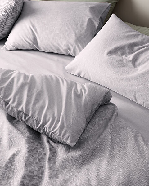 Odette King Size Ranforce Printed Duvet Cover Set - Gray - 1