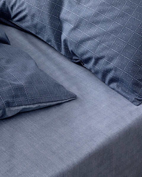 Ensemble de housse de couette imprimée Ranforce King Size Odette - Bleu marine - 3