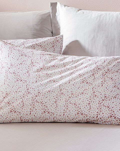 Octave King Size Elastic 100% Cotton Ranforce Printed Duvet Cover Set - Powder - 4