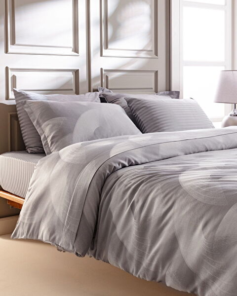 Orly King Size Jacquard Satin Duvet Cover Set - 0