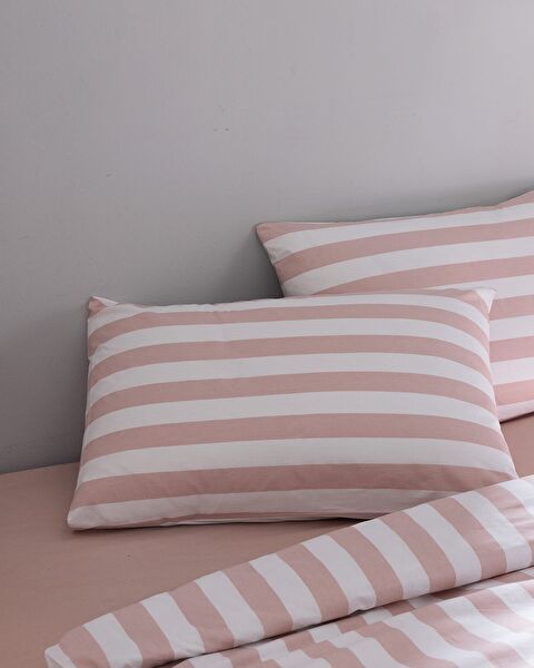 Avignon King Size %100 Pamuk Ranforce Baskılı Nevresim Takımı - Pudra - 2