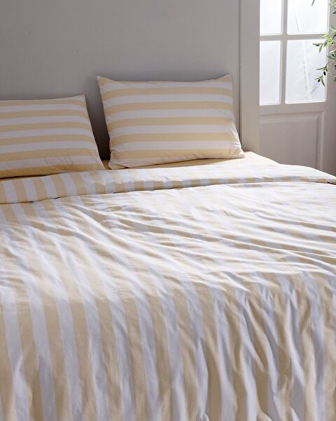 Avignon King Size %100 Pamuk Ranforce Baskılı Nevresim Takımı - Sarı - 1