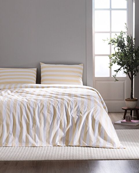 Avignon King Size %100 Pamuk Ranforce Baskılı Nevresim Takımı - Sarı - 0